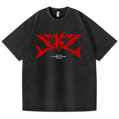 DOMINATE TOUR Printed Washed Short-sleeved T-shirt