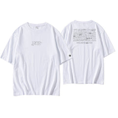Unisex Kpop Letter Crew Neck Loose T-shirt