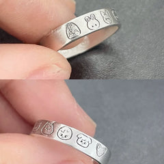 Cartoon Kpop Adjustable Engraved Pattern Ring