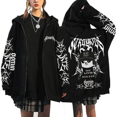 SKZ Bad Rap Print Zipper Black Hoodie
