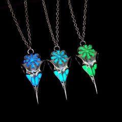 Retro Luminous Crow Skull Eagle Beak Pendant Necklace