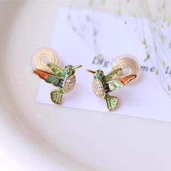 Colored Bird Stud Earrings