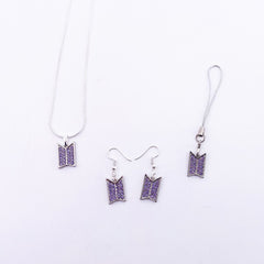 Bangtan Boys Army Zirconia Necklace Pendant Earrings for Fans Jewelry
