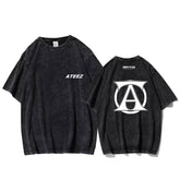 Trendy KPOP Logo Washed T-shirt