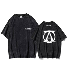 Trendy KPOP Logo Washed T-shirt