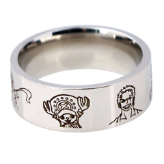 Unisex Anime Stainless Steel Laser Ring
