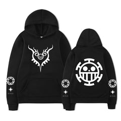 Casual Anime Logo Print Loose Hoodie