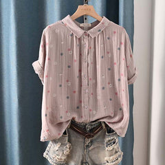 Women's Niche Lapel Short-sleeved Shirt