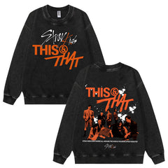 SKZ This & That Graphic Washed Crew Neck Sweatshirt