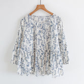 Floral Loose Lace-Up Women's Shirt