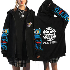 Unisex Luffy Printed Hooded Zipper Jacket