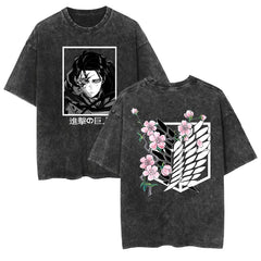 Vintage Anime Graphic Casual Cotton Washed T-Shirt