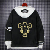 Men's Anime Logo Fake Two Denim Jacket