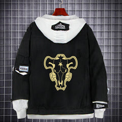 Men's Anime Logo Fake Two Denim Jacket