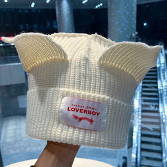 GISELLE Same Cat Ears Knitted Hat Beanie