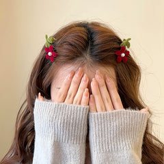 Red Flowers Side Clip Hairpin
