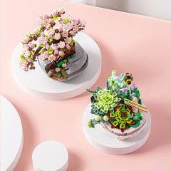 Cherry Blossom Potted Plant Building Block Ornament