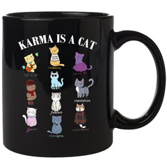Swiftea Karma Is A Cat Ceramic Coffee Mug
