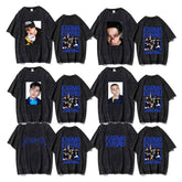 KPOP KARMA Character LOGO Printed Washed T-shirt