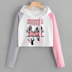 Casual Versatile TV Graphic Crop Hooded Top