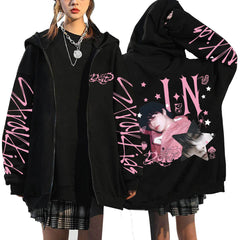 SKZ DO IT Printed Hooded Zipper Jacket