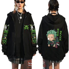Men's and Women's Zoro Print Zipper Hoodie
