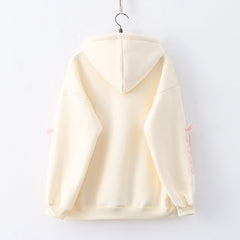 Rabbit Drink Print Thickened Pullover Hoodie