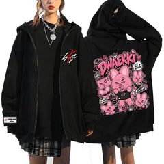 Funny SKZ Graphic Printed Zip-up Black Hoodie