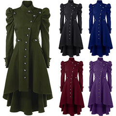 Retro Medieval Stand-up Collar Slim Long Coat
