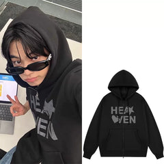 DOHOON Same HEAVEN Printed Zipper Hoodie