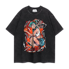 Trendy Anime Loose Washed Short-sleeved T-shirt