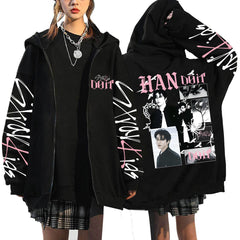 SKZ DO IT Poster Printed Hooded Zipper Coat