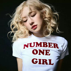 ROSE Number One Girl Printed Short-sleeved T-shirt