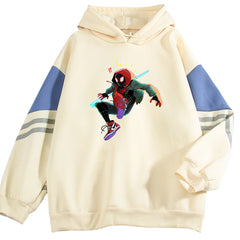 Unisex Trendy Color Block Spider Printed Loose Hoodie