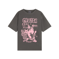Korean Style Niche Guitar Cat Short Sleeve Tee