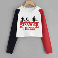 Casual Versatile TV Graphic Crop Hooded Top