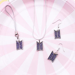 Bangtan Boys Army Zirconia Necklace Pendant Earrings for Fans Jewelry