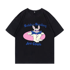 Cartoon Rabbit Printed Half-sleeved Cotton T-shirt