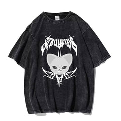 Unisex Kpop Cartoon Washed T-shirt
