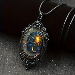 Gothic Retro Sun Moon Pattern Necklace