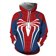 Unisex Spider Digital Print Cosplay Zipper Loose Hoodie