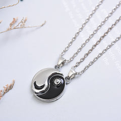 Sun Moon Yin Yang Couple Necklace Set