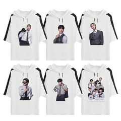 ARIRANG Suit Poster Print Short Sleeve Hooded T-shirt