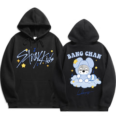 SKZ Doll Printed Black Hoodie