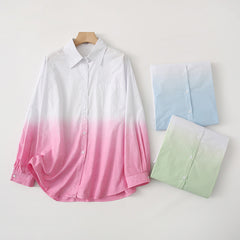Chic Women's Gradient Loose Long Sleeve Shirt
