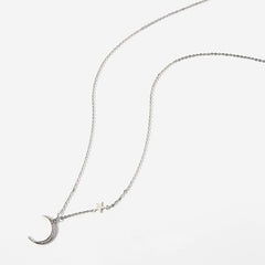Niche Star and Moon Collarbone Chain Necklace