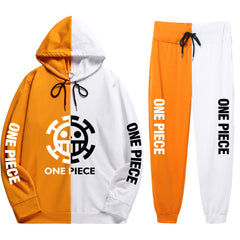 Unisex Color Block Loose Hoodie and Pants Co-ords