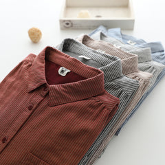 Women's Korean Style Pocket Striped Double-layer Shirt