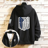 Trendy Anime Logo Hooded Zipper Cotton Coat