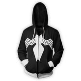 Unisex Spider Digital Print Cosplay Zipper Loose Hoodie